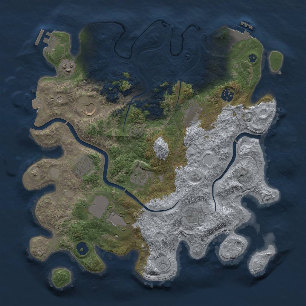 Rust Map: Procedural Map, Size: 3700, Seed: 640603416, 15 Monuments