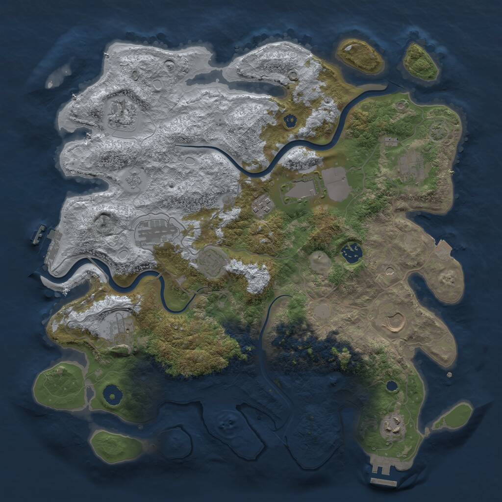 Rust Map: Procedural Map, Size: 3850, Seed: 164903592, 16 Monuments
