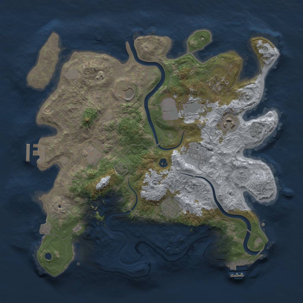 Rust Map: Procedural Map, Size: 3500, Seed: 1884287307, 14 Monuments