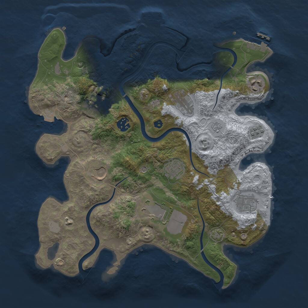 Rust Map: Procedural Map, Size: 3500, Seed: 1463741837, 15 Monuments