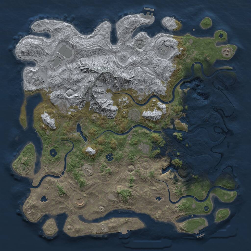 Rust Map: Procedural Map, Size: 5000, Seed: 913211455, 16 Monuments