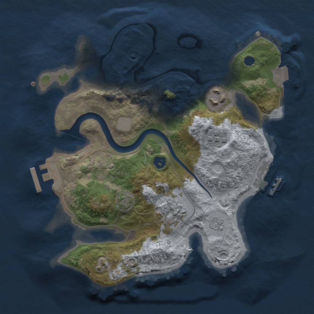 Rust Map: Procedural Map, Size: 2500, Seed: 13241, 8 Monuments