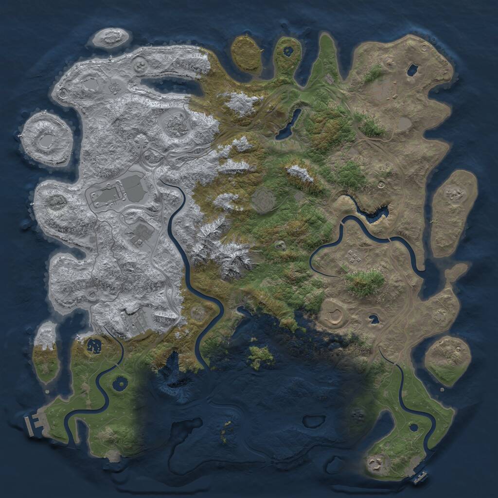 Rust Map: Procedural Map, Size: 5000, Seed: 54028, 16 Monuments