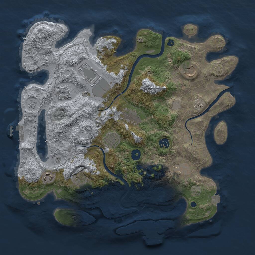 Rust Map: Procedural Map, Size: 3700, Seed: 77777, 16 Monuments
