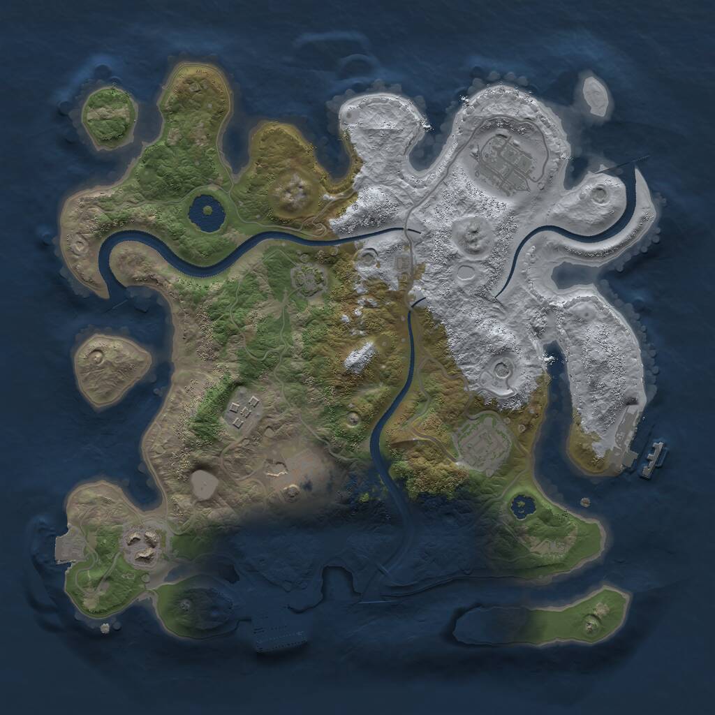 Rust Map: Procedural Map, Size: 3000, Seed: 2085632529, 10 Monuments