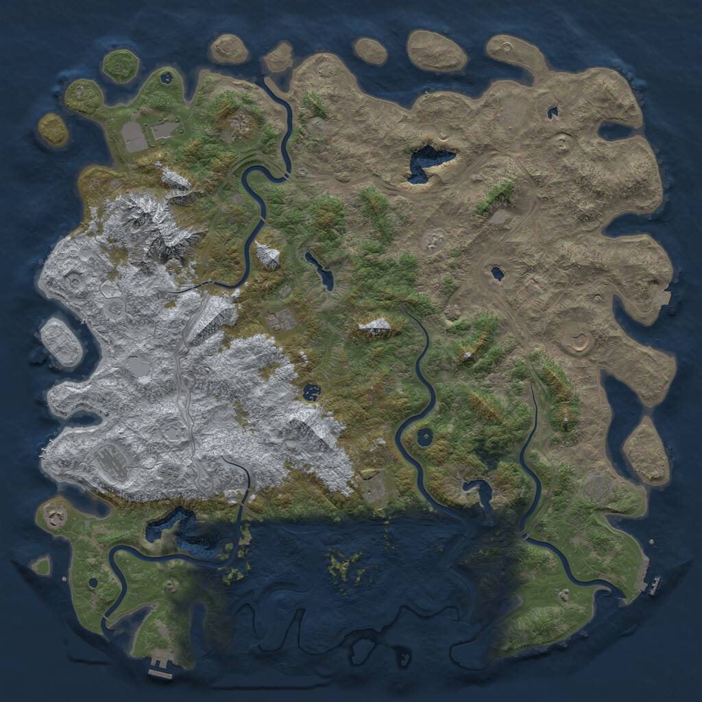 Rust Map: Procedural Map, Size: 6000, Seed: 716861148, 17 Monuments