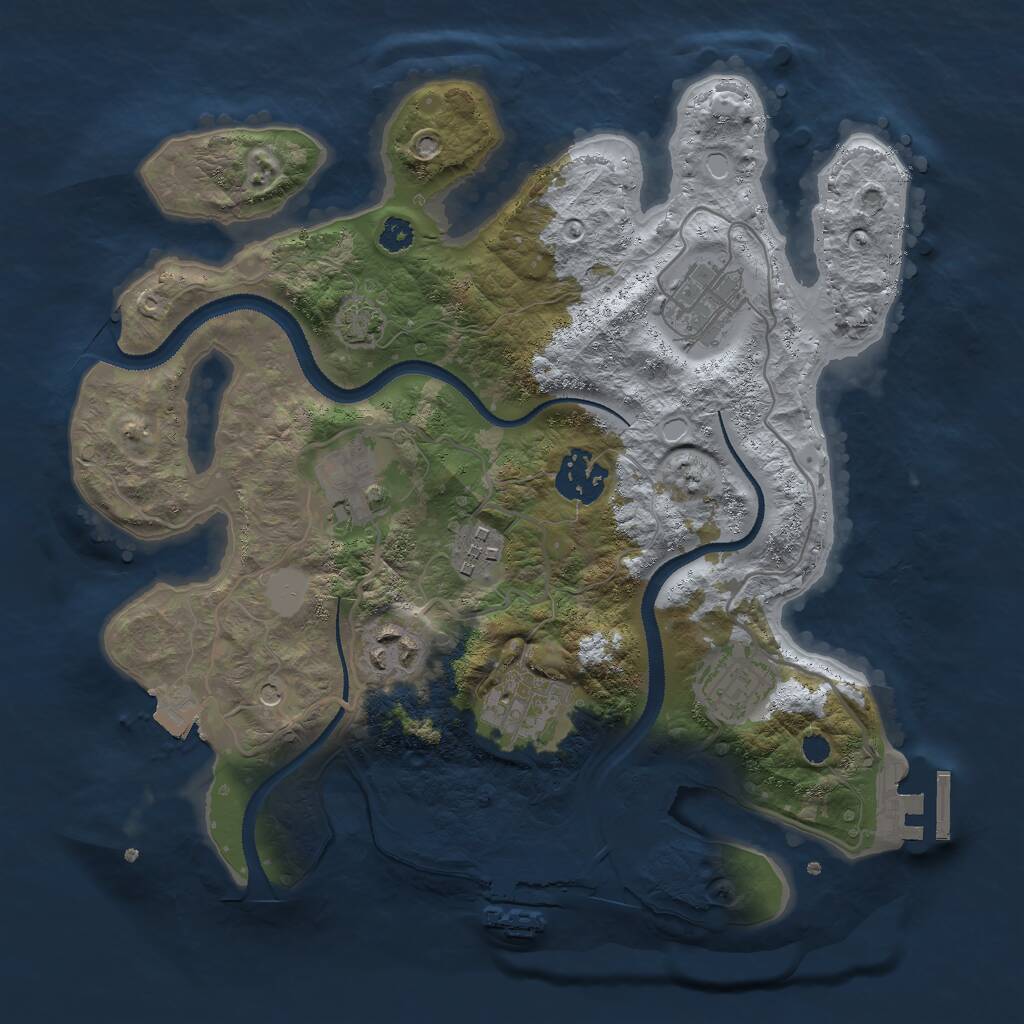 Rust Map: Procedural Map, Size: 3000, Seed: 1131452885, 12 Monuments