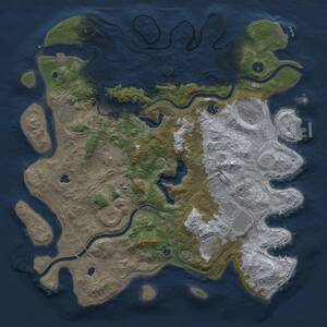 Thumbnail Rust Map: Procedural Map, Size: 4500, Seed: 1353956773, 16 Monuments