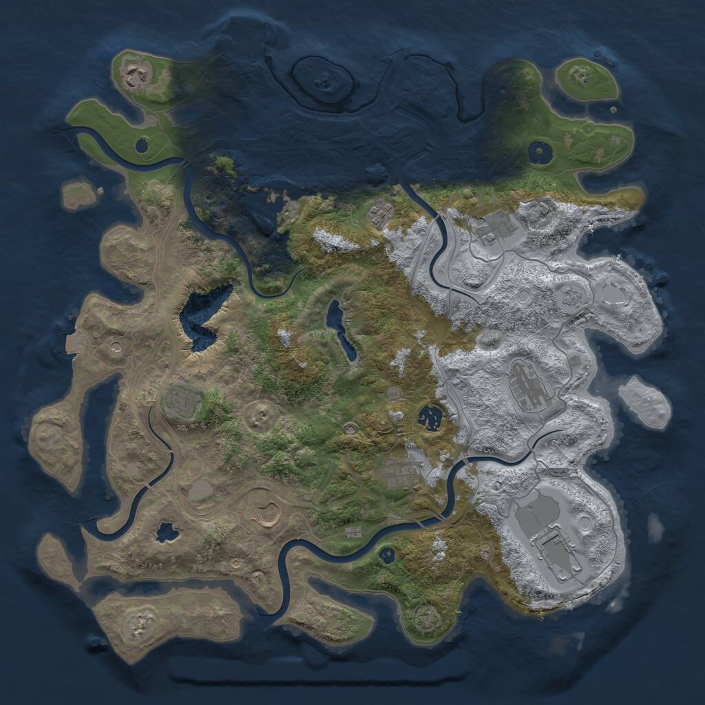 Rust Map: Procedural Map, Size: 4300, Seed: 1967920827, 15 Monuments