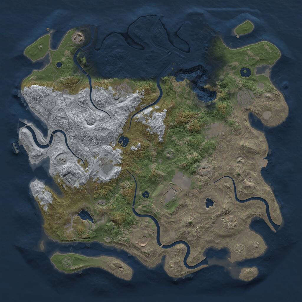 Rust Map: Procedural Map, Size: 4300, Seed: 591357844, 16 Monuments