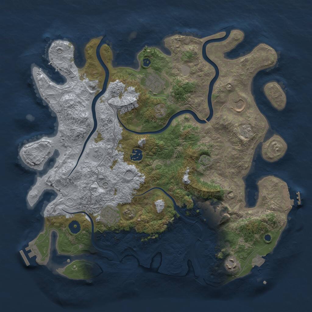 Rust Map: Procedural Map, Size: 3800, Seed: 328814370, 13 Monuments