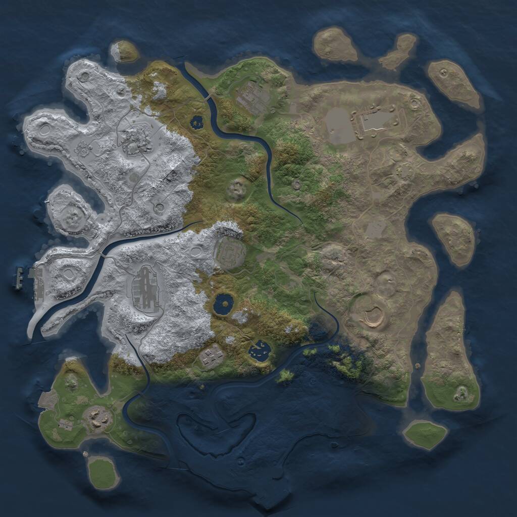 Rust Map: Procedural Map, Size: 3750, Seed: 1284877740, 15 Monuments