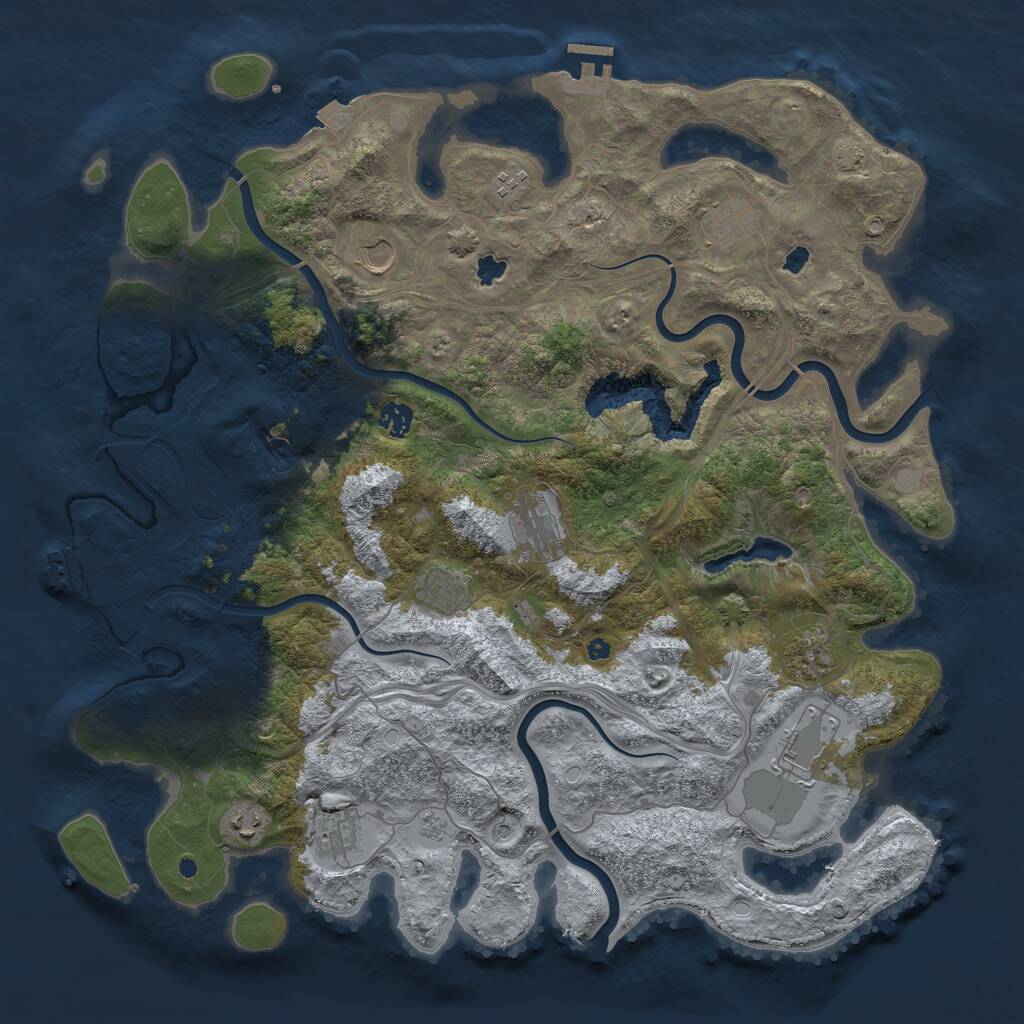 Rust Map: Procedural Map, Size: 4500, Seed: 1910109893, 16 Monuments