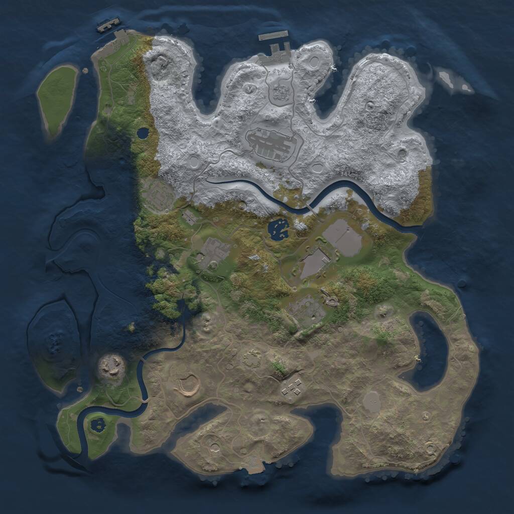 Rust Map: Procedural Map, Size: 3500, Seed: 731721355, 15 Monuments