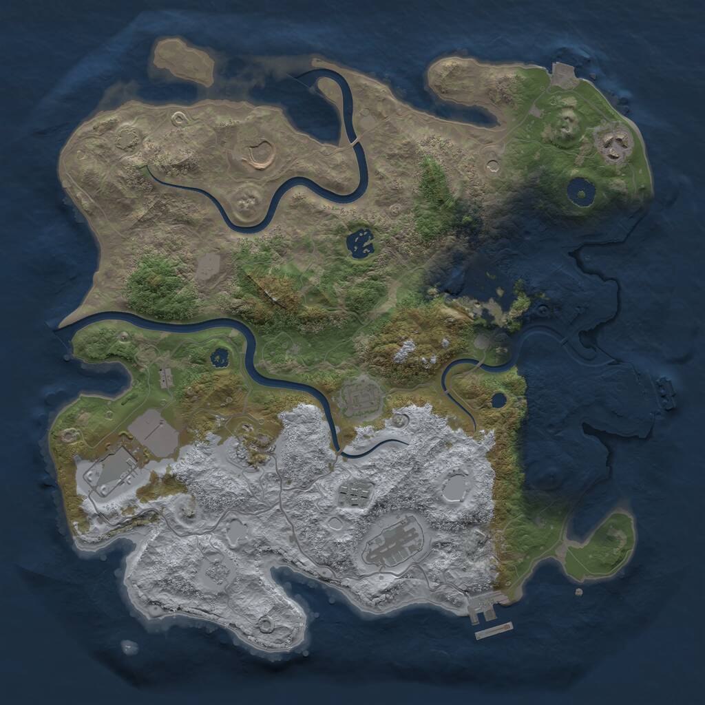 Rust Map: Procedural Map, Size: 3700, Seed: 1895876822, 15 Monuments