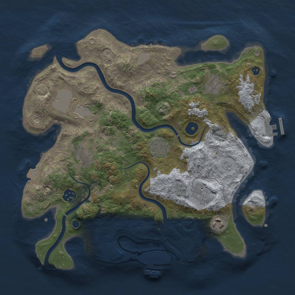 Rust Map: Procedural Map, Size: 3500, Seed: 2007791797, 14 Monuments