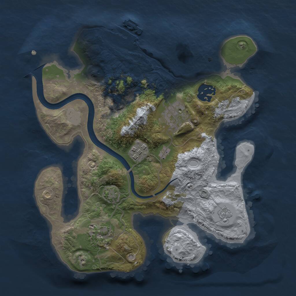 Rust Map: Procedural Map, Size: 2500, Seed: 2020463667, 8 Monuments