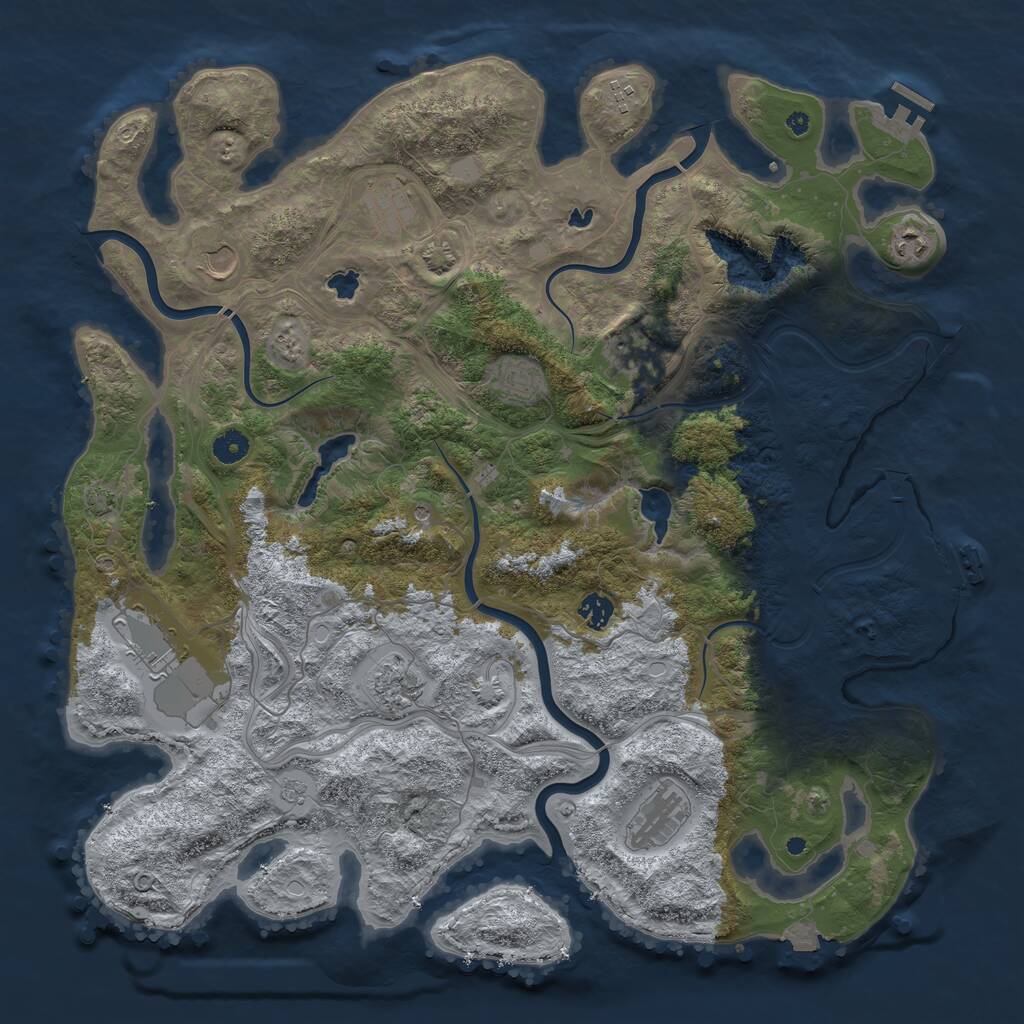 Rust Map: Procedural Map, Size: 4500, Seed: 1931584293, 16 Monuments
