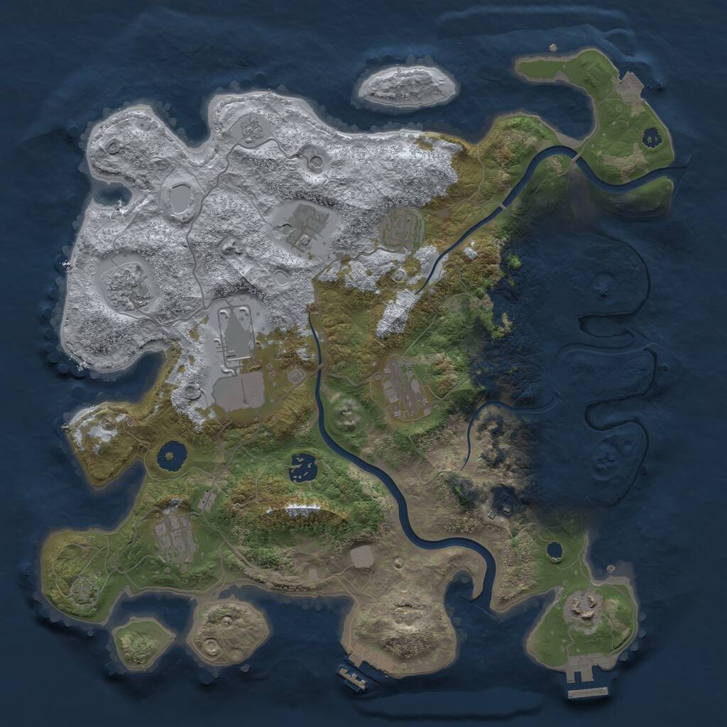 Rust Map: Procedural Map, Size: 3700, Seed: 423165820, 15 Monuments