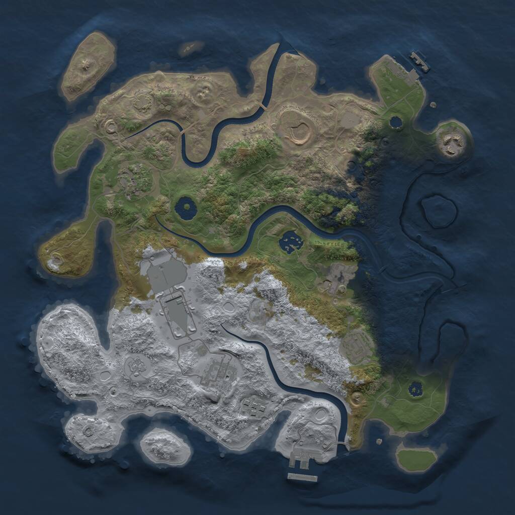 Rust Map: Procedural Map, Size: 3500, Seed: 1338470408, 15 Monuments