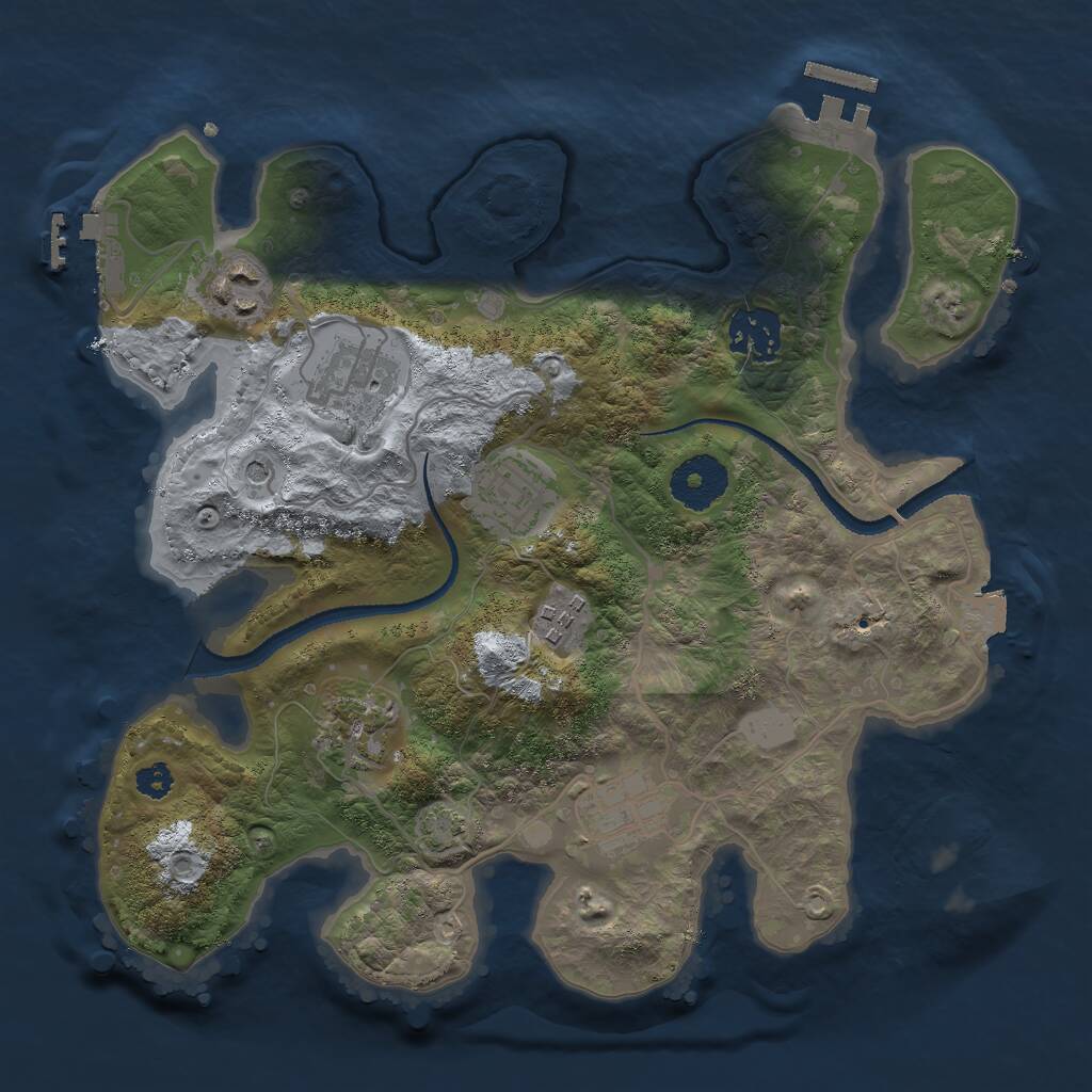 Rust Map: Procedural Map, Size: 3000, Seed: 1987413081, 12 Monuments