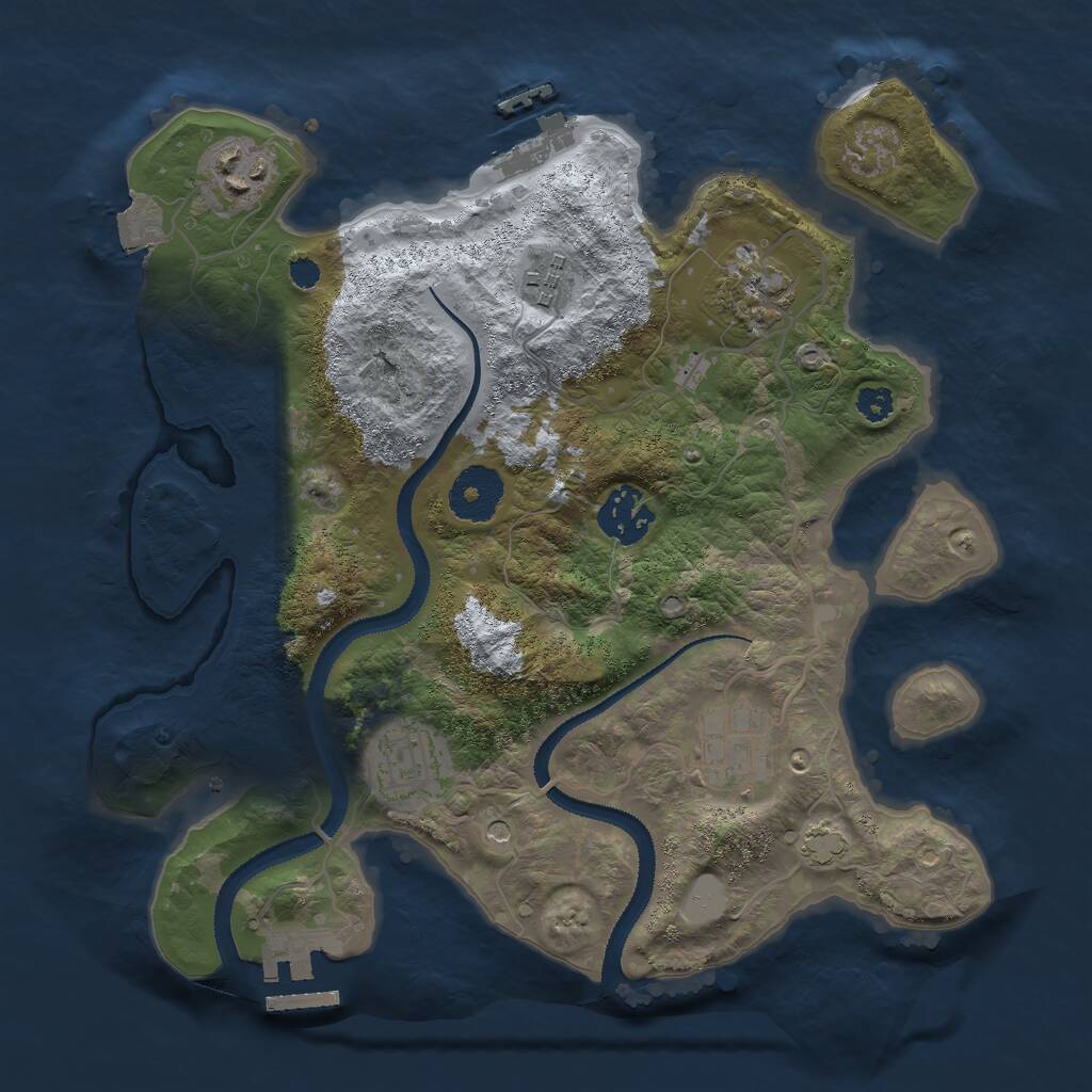 Rust Map: Procedural Map, Size: 3000, Seed: 74874, 11 Monuments