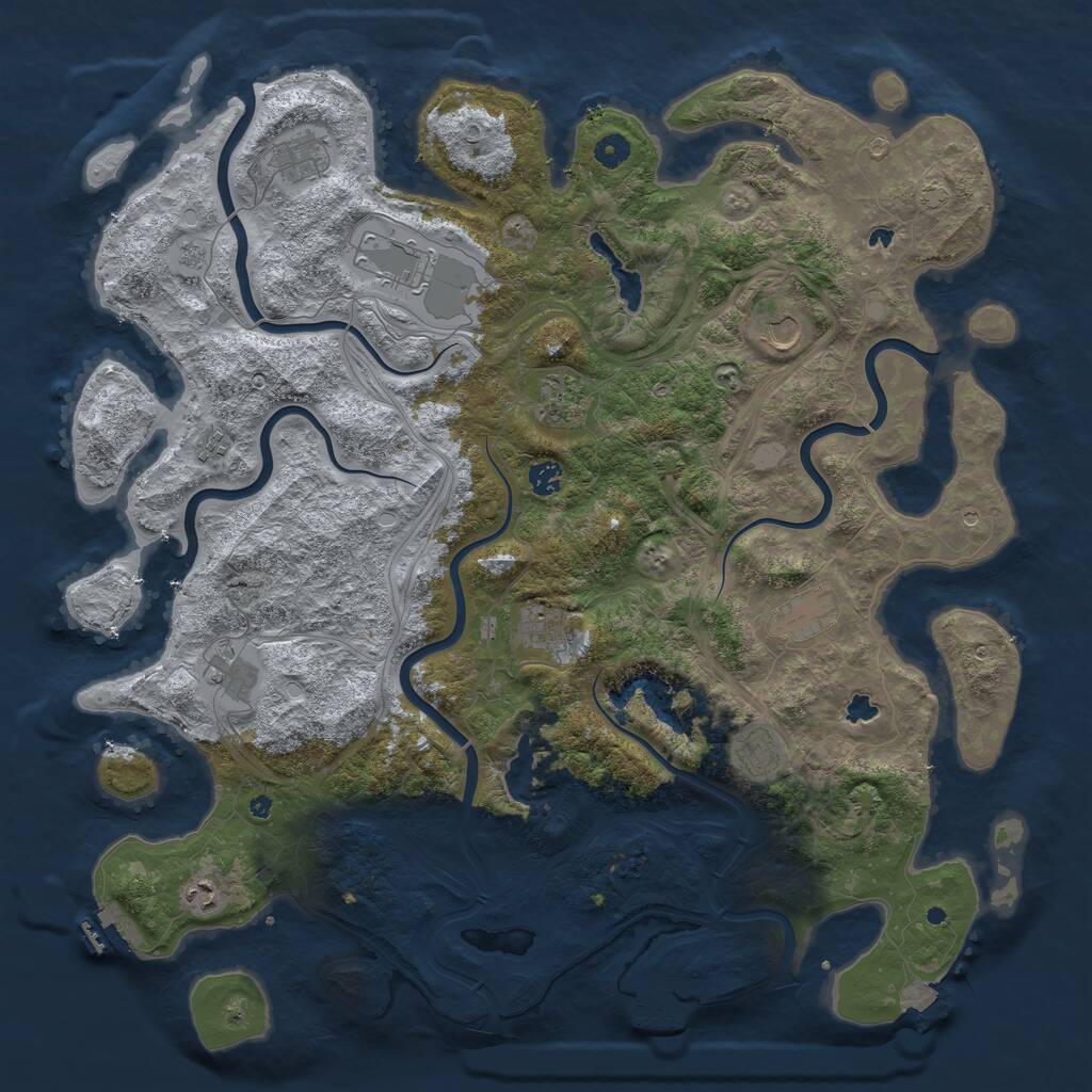 Rust Map: Procedural Map, Size: 4800, Seed: 586941642, 17 Monuments