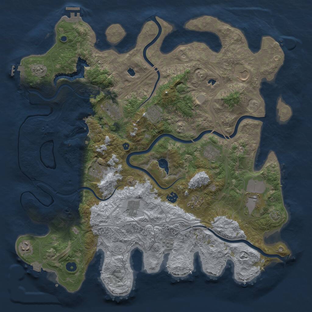 Rust Map: Procedural Map, Size: 4500, Seed: 422436886, 17 Monuments