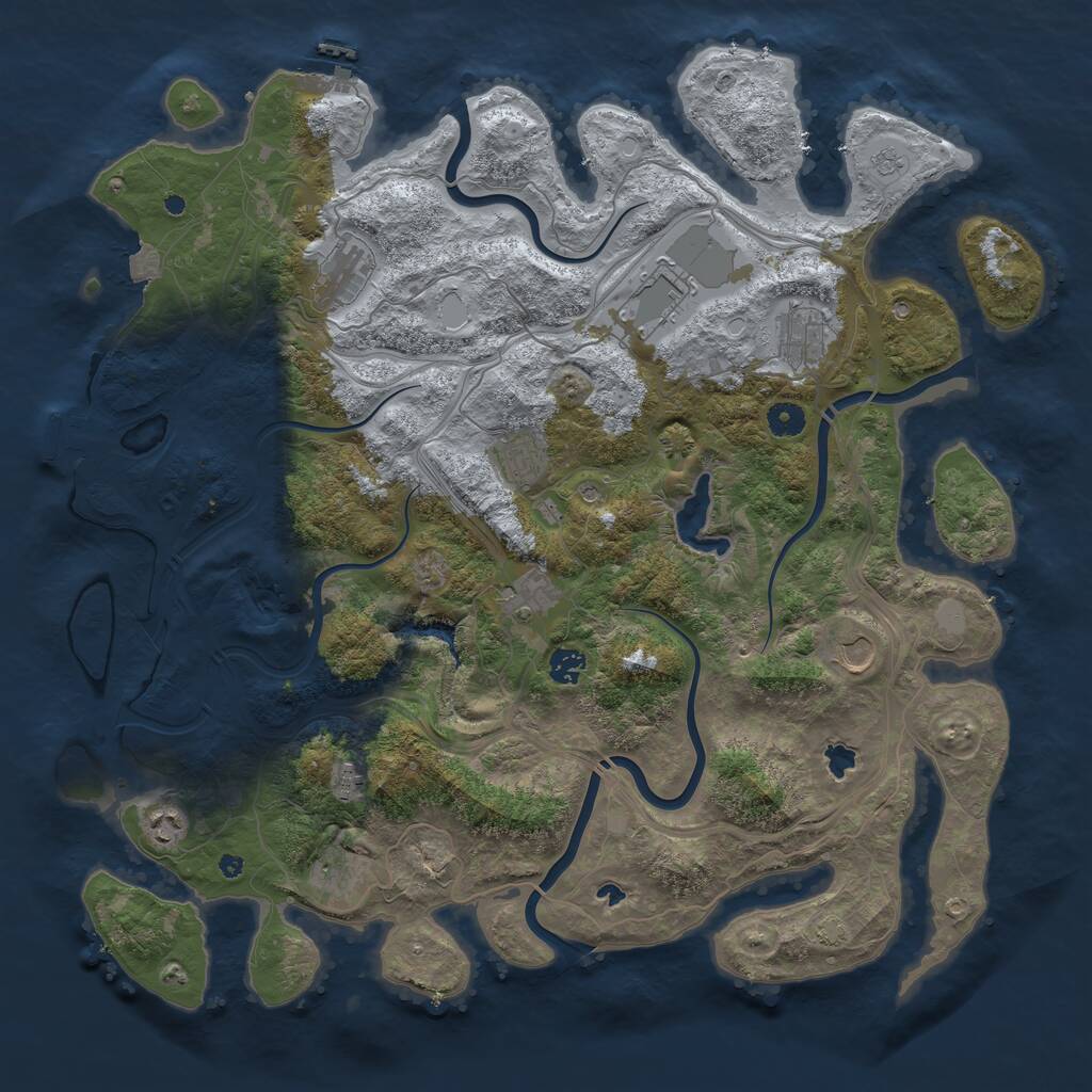 Rust Map: Procedural Map, Size: 4500, Seed: 655924621, 16 Monuments