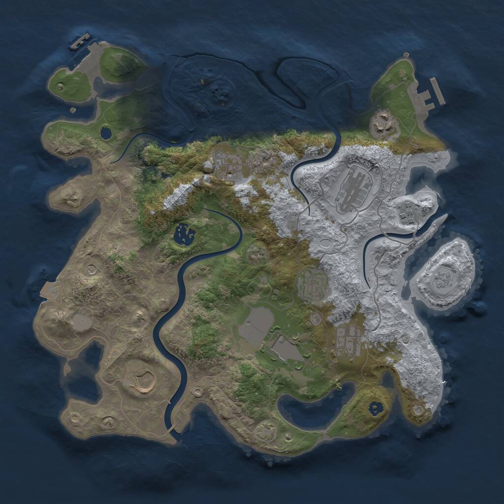 Rust Map: Procedural Map, Size: 3500, Seed: 1808670345, 15 Monuments