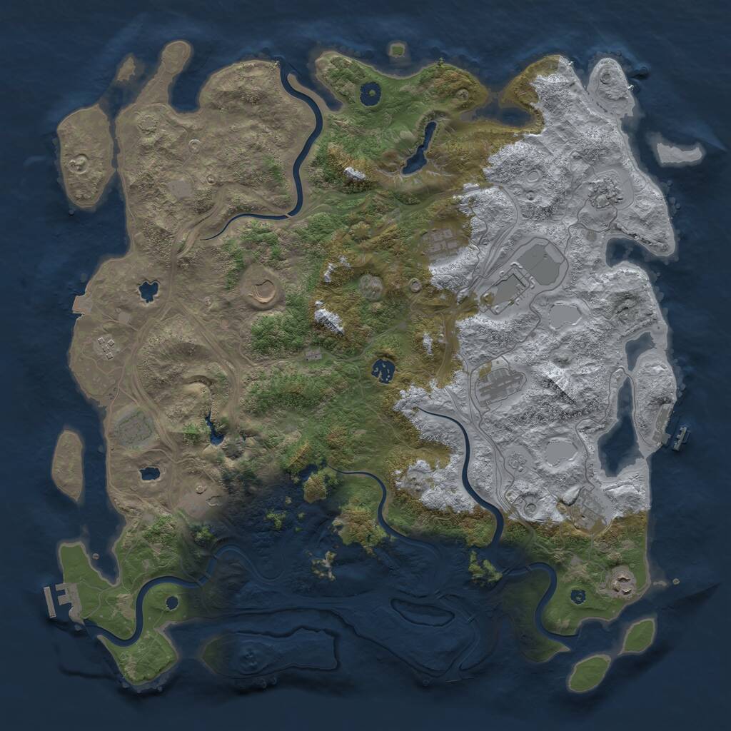 Rust Map: Procedural Map, Size: 4750, Seed: 1258305727, 17 Monuments
