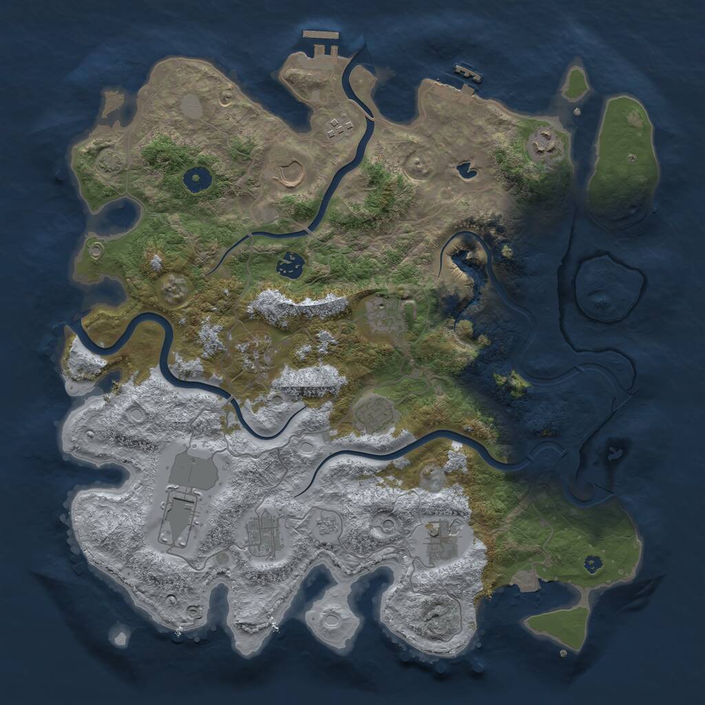 Rust Map: Procedural Map, Size: 4000, Seed: 648240, 16 Monuments