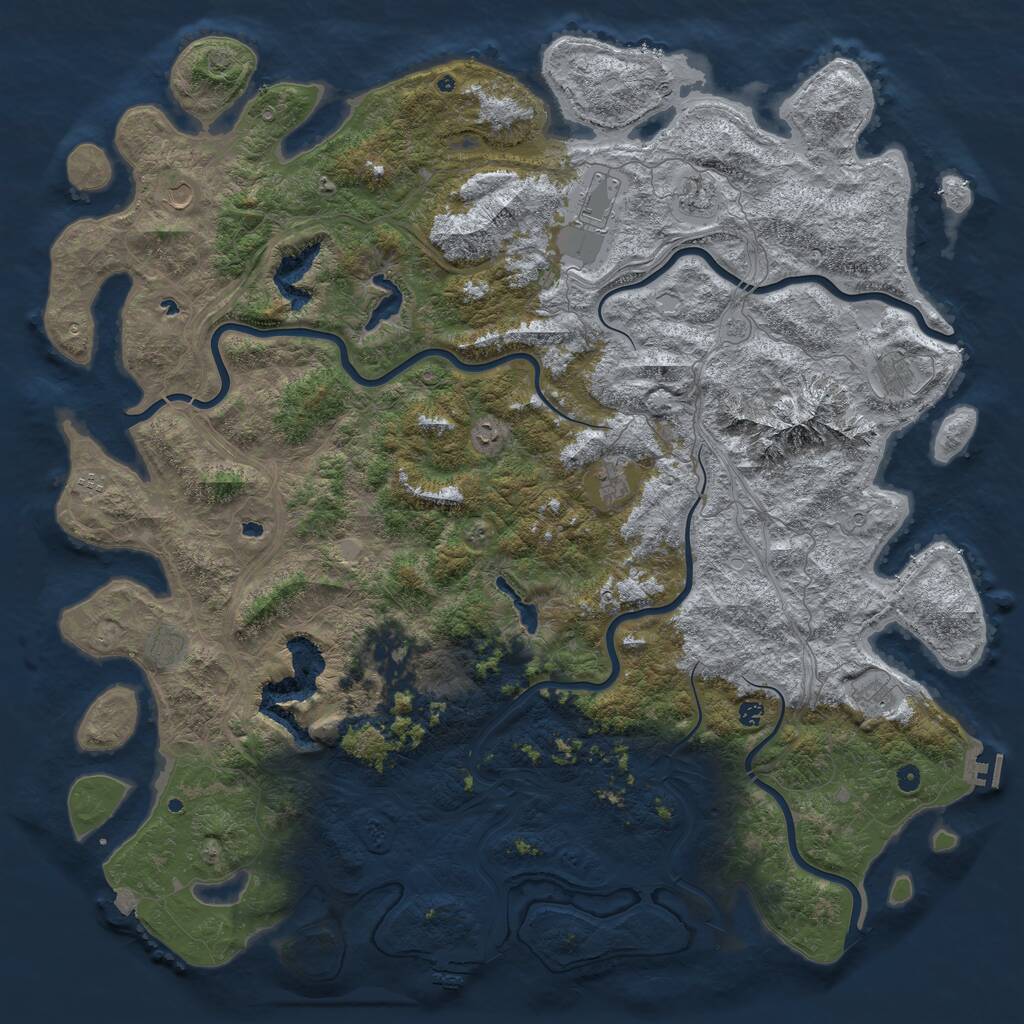 Rust Map: Procedural Map, Size: 6000, Seed: 1430633337, 17 Monuments