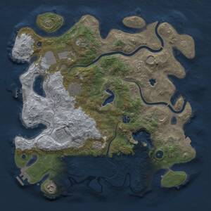Thumbnail Rust Map: Procedural Map, Size: 4000, Seed: 1155421451, 14 Monuments