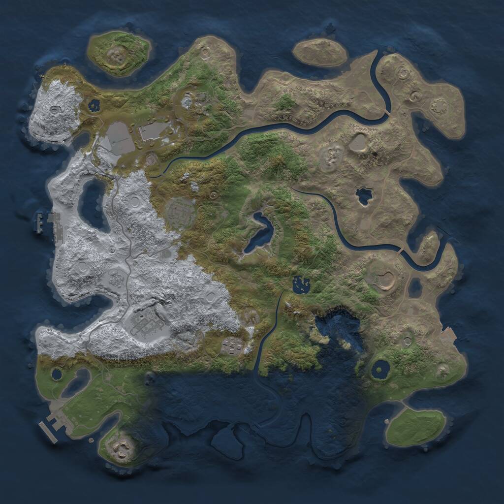 Rust Map: Procedural Map, Size: 4000, Seed: 1155421451, 14 Monuments