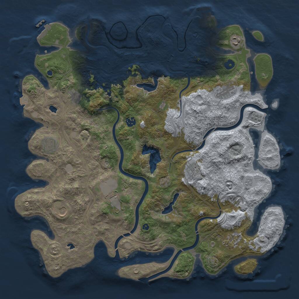 Rust Map: Procedural Map, Size: 4500, Seed: 553471398, 16 Monuments