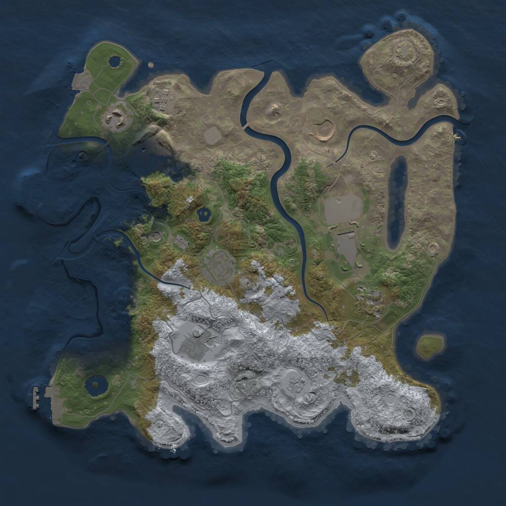 Rust Map: Procedural Map, Size: 3500, Seed: 518502043, 14 Monuments