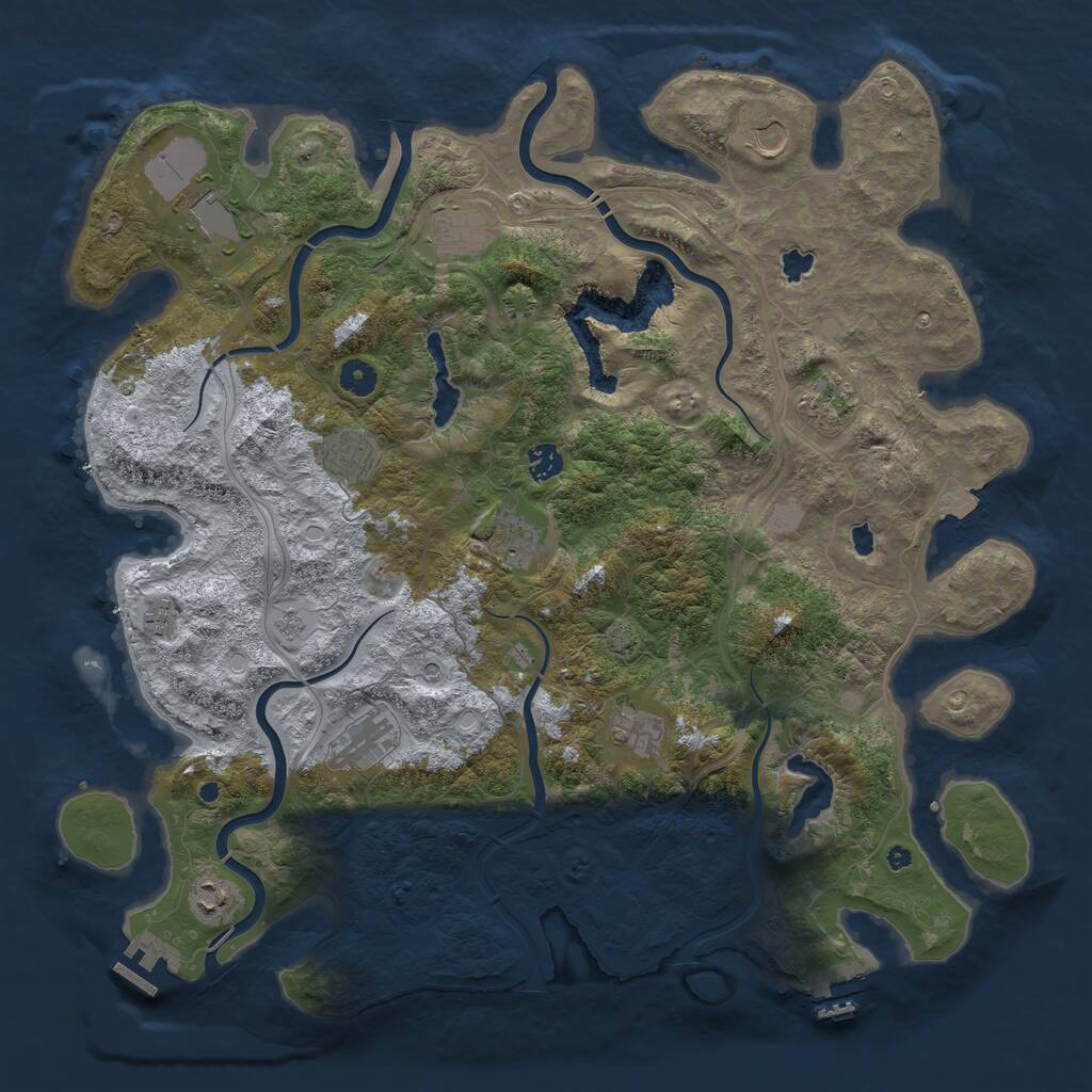 Rust Map: Procedural Map, Size: 4500, Seed: 1345750863, 17 Monuments