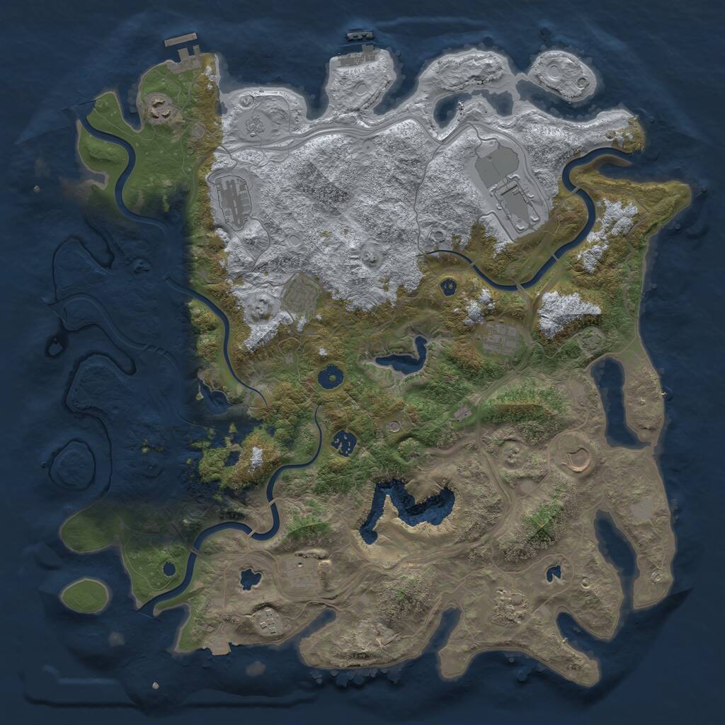 Rust Map: Procedural Map, Size: 4500, Seed: 1464944329, 16 Monuments