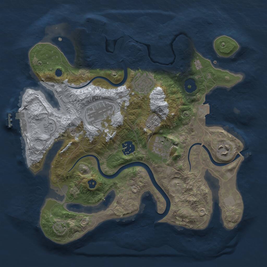 Rust Map: Procedural Map, Size: 3000, Seed: 1941653466, 12 Monuments