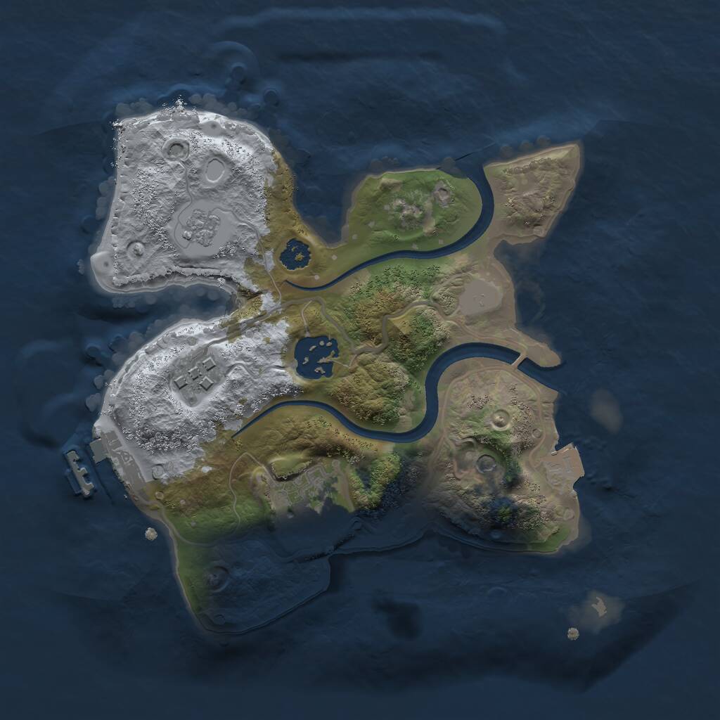 Rust Map: Procedural Map, Size: 2400, Seed: 665436, 7 Monuments