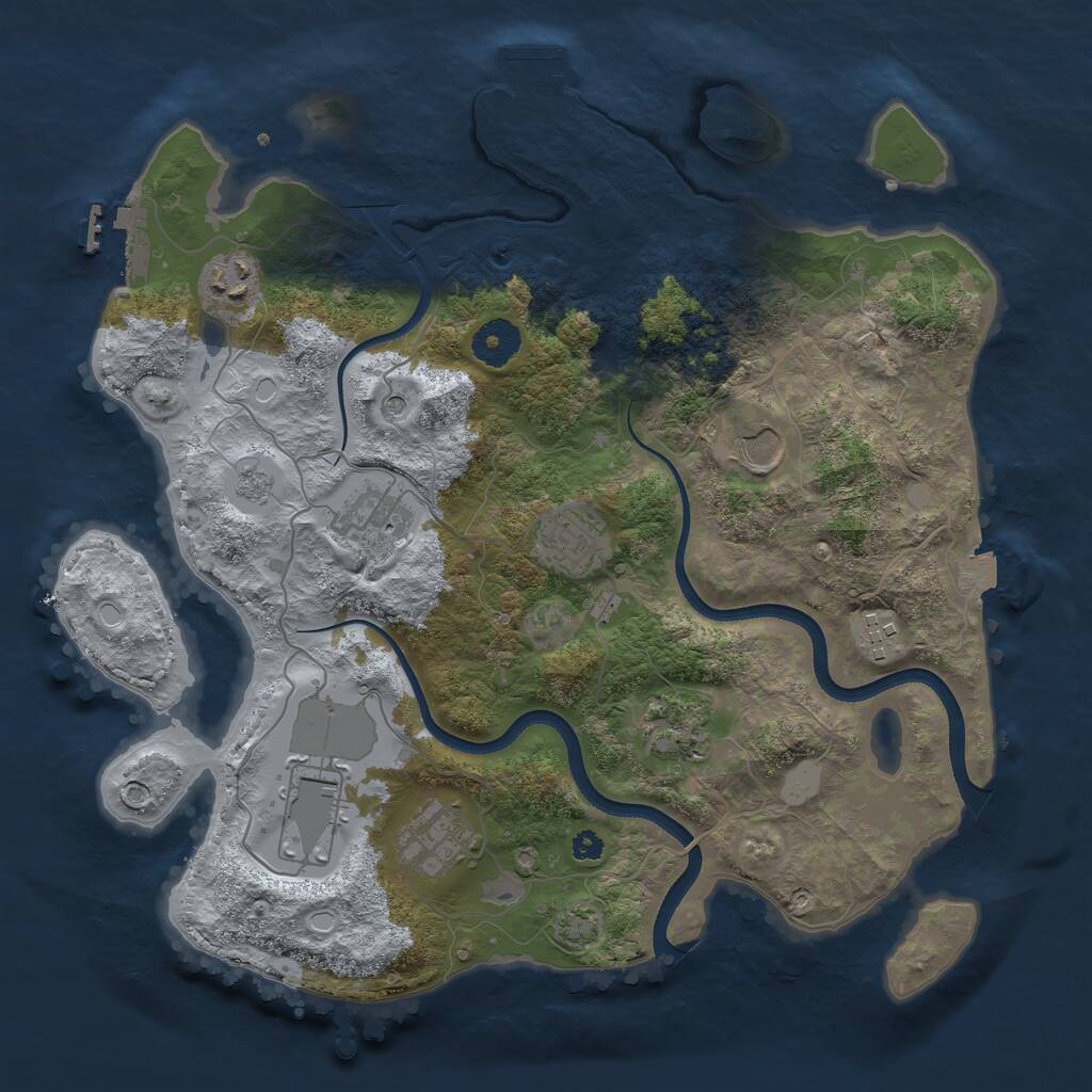Rust Map: Procedural Map, Size: 3500, Seed: 649284088, 14 Monuments