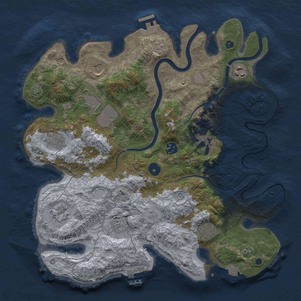 Rust Map: Procedural Map, Size: 3700, Seed: 912165397, 16 Monuments