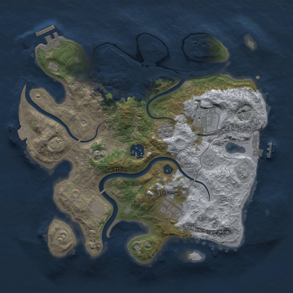 Rust Map: Procedural Map, Size: 3000, Seed: 1565260788, 10 Monuments