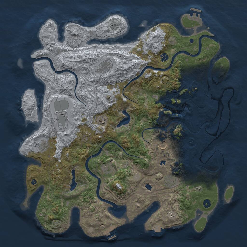 Rust Map: Procedural Map, Size: 4500, Seed: 1829685943, 16 Monuments