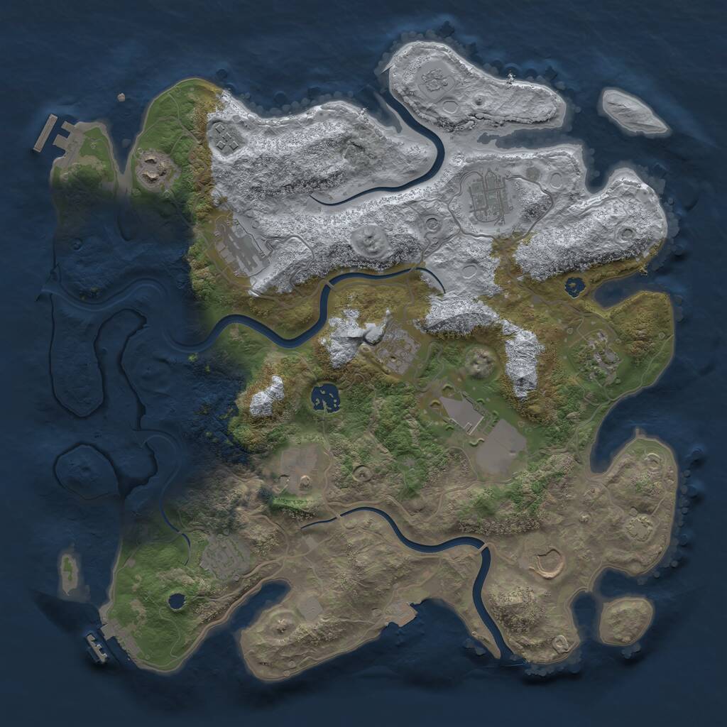 Rust Map: Procedural Map, Size: 3700, Seed: 1680741382, 17 Monuments