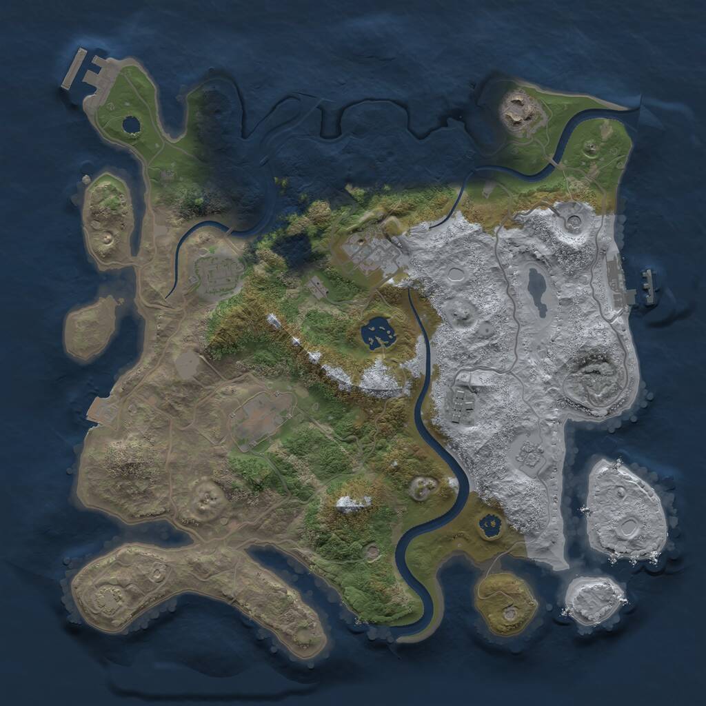 Rust Map: Procedural Map, Size: 3250, Seed: 1358444669, 12 Monuments