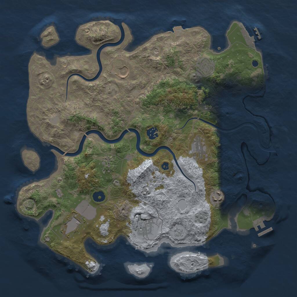 Rust Map: Procedural Map, Size: 3801, Seed: 395853808, 15 Monuments