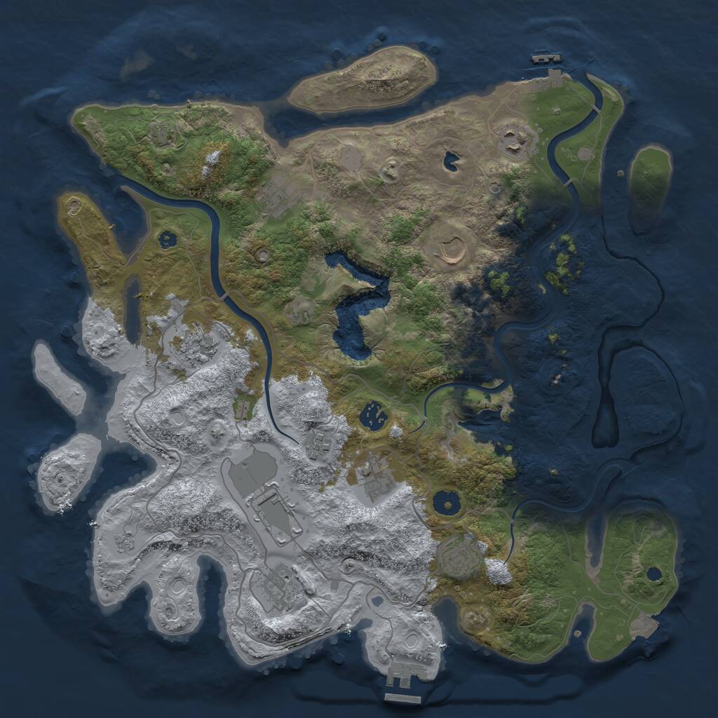 Rust Map: Procedural Map, Size: 4000, Seed: 273378306, 16 Monuments