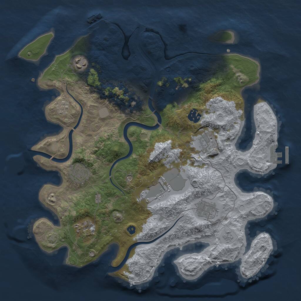 Rust Map: Procedural Map, Size: 3500, Seed: 1818866788, 15 Monuments